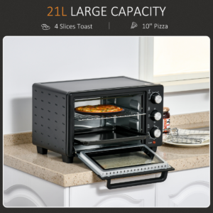 Compact 21L Mini Oven 1400W with Grill, Toaster Timer, Tray & Rack