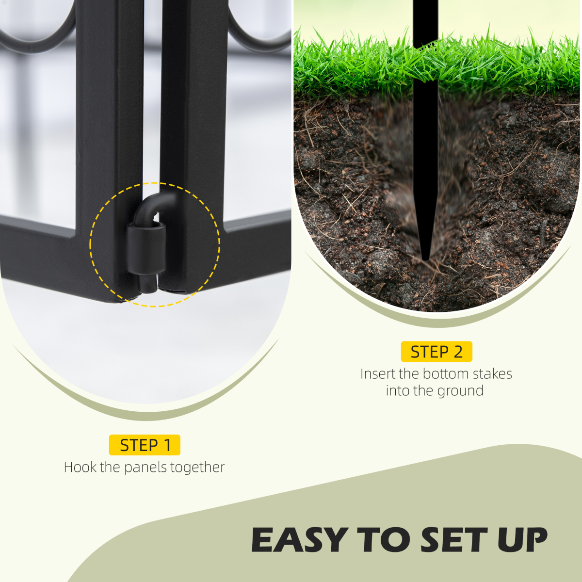 4PC Metal Garden Fence Panels Decorative Border Edging, Interlocking Easy Install - Image 4