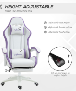 Vinsetto Racing Style Gaming Chair with Reclining Function Footrest, Purple