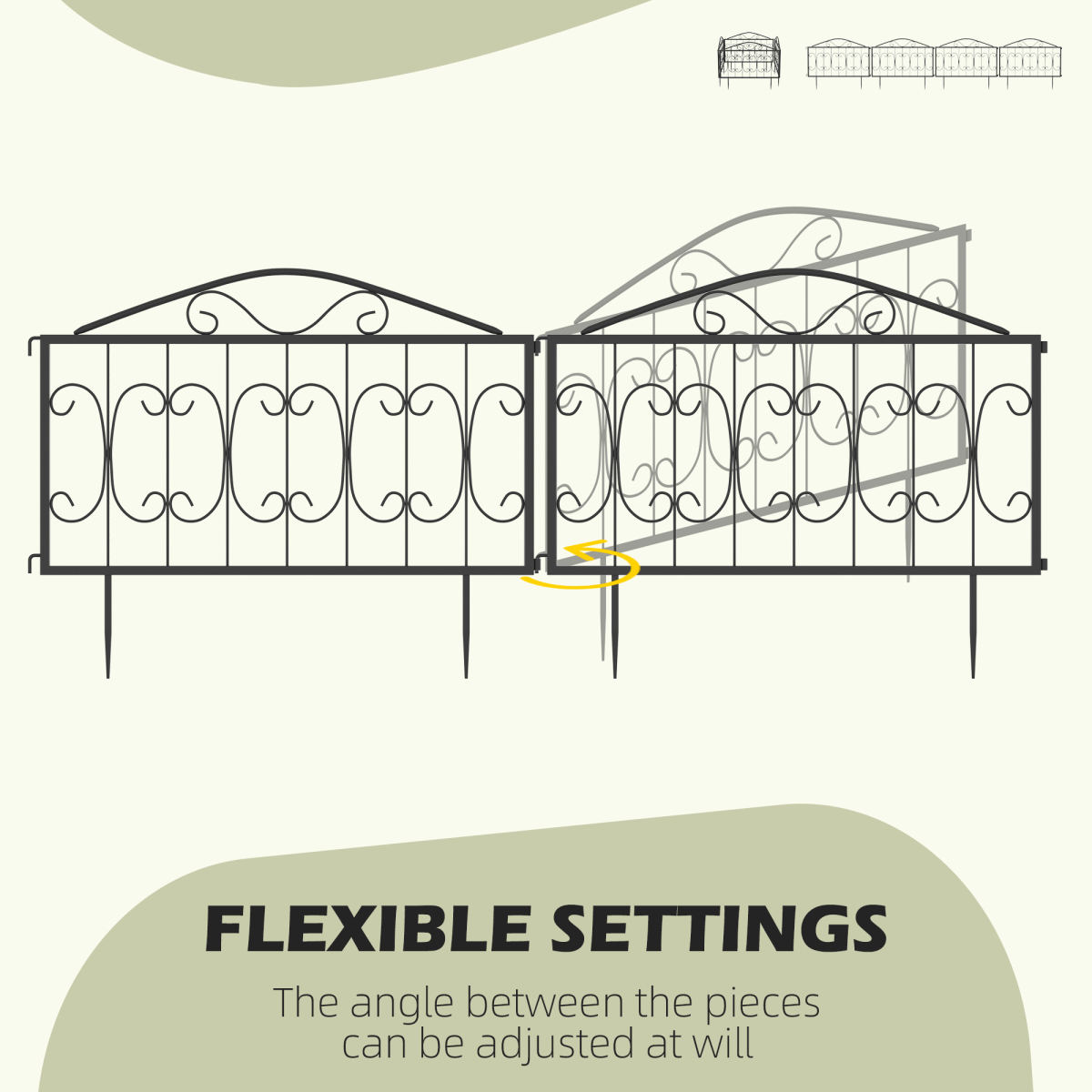 4PC Metal Garden Fence Panels Decorative Border Edging, Interlocking Easy Install - Image 5