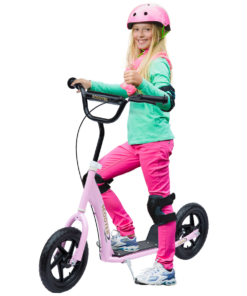 Push Scooter Teen Kids Stunt Bike Ride On with 12" EVA Tyres, Pink HOMCOM