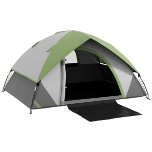 Outsunny 4-5 Man Camping Tent with Sewn-in Groundsheet, 3000mm Waterproof, Green