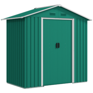 Outsunny 6.5x3.5ft Metal Garden Shed w/ Lockable Double Sliding Door, Green