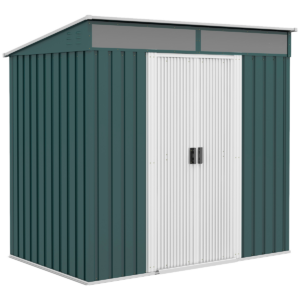Outsunny 6.5x4FT Lockable Metal Garden Tool Shed w/ Foundation, Green