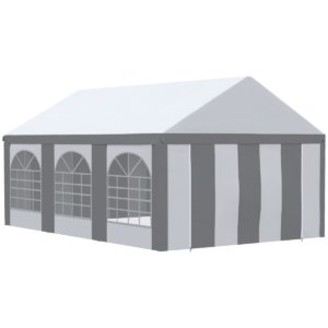 6x4m Party Tent Marquee Gazebo with Sides, 6 Windows & Double Doors