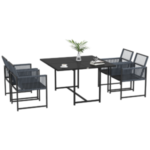 Outsunny 5-Piece Patio Dining Set, Tempered Glass, Texteline Chairs, Dark Grey