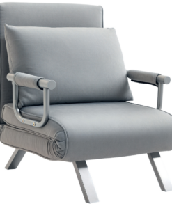 Sofa Bed Foldable Portable Armchair Sleeper Lounge Pillow Light Grey