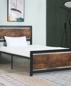 HOMCOM Single Size Metal Bed Frame w/ Headboard & Footboard, 97x195x103cm