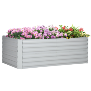 Galvanised Steel Raised Garden Bed with Reinforced Rods, 180x90cm, Outdoor Planter