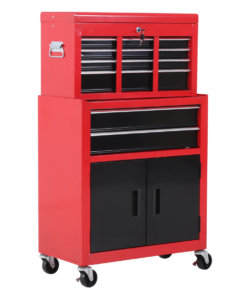 Portable Toolbox Tool Box Top Chest Cabinet Garage Storage Roll Cab Red HOMCOM
