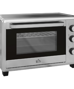 HOMCOM 30L Mini Oven with Adjustable Temperature, 60 Min Time 1600W, Silver