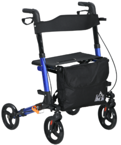 4 Wheel Rollator Walker with Seat Adjustable Mobility Walker with Bag, Blue