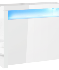 High Gloss LED Cabinet Cupboard Sideboard Console with RGB Lighting White