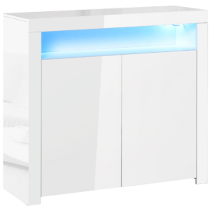 High Gloss LED Cabinet Cupboard Sideboard Console with RGB Lighting White