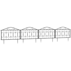 4PC Metal Garden Fence Panels Decorative Border Edging, Interlocking Easy Install