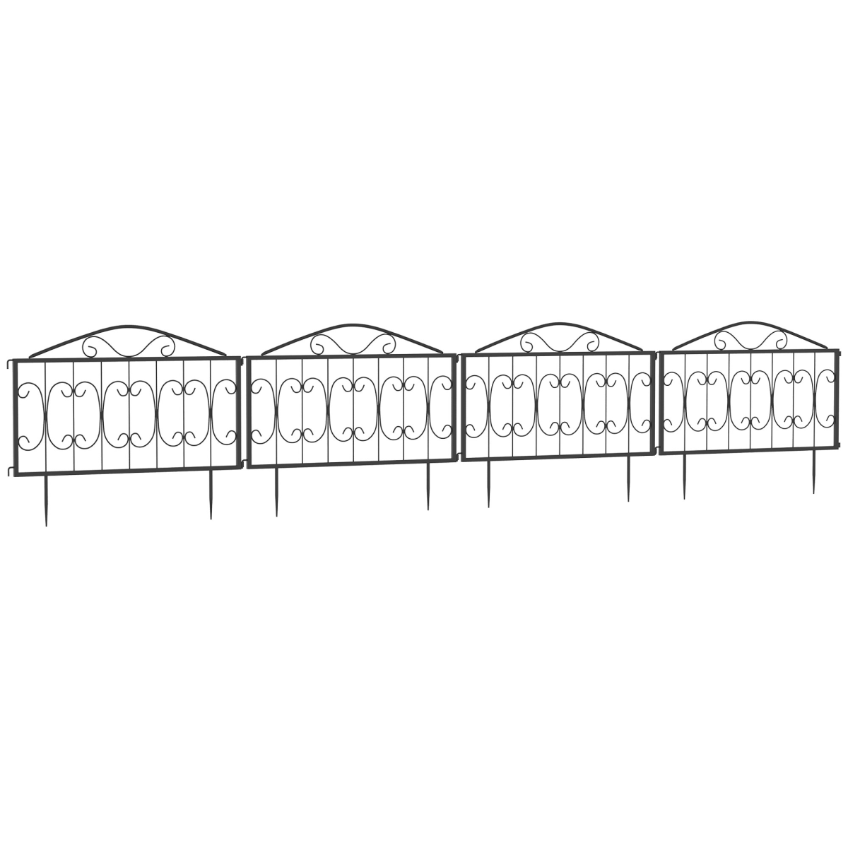 4PC Metal Garden Fence Panels Decorative Border Edging, Interlocking Easy Install