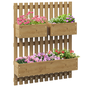 Outsunny Wall-Mounted Trellis Planter with Dual Movable Boxes (Fir Wood)