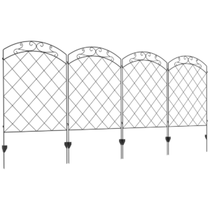 Outsunny 4-Pack Steel Garden Fencing with Swirl Border Edging, 43in x 11.4ft