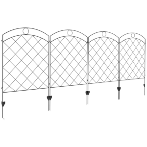 Outsunny 4-Piece Decorative Garden Fence Steel Border Edging 43in x 11.4ft