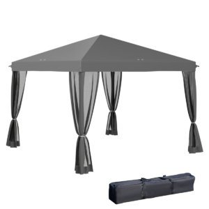 3x3m Heavy Duty Pop Up Gazebo with Removable Mesh Sidewalls, Gray