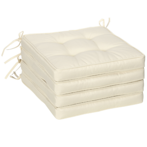 40x40cm Garden Seat Cushion with Ties, Replacement Dining Chair Pad, Cream