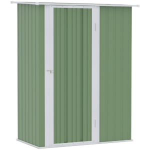 Green Garden Storage Shed with Sloped Roof, Lockable Door 142x84x189cm