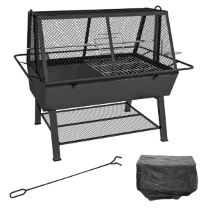 Outsunny 3-in-1 BBQ Rotisserie Grill Roaster Fire Pit for Outdoor Camping Picnic