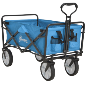 Pull-Along Folding Cargo Wagon Trailer Trolley with Handle for Beach & Garden