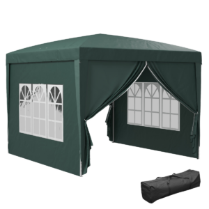 Outsunny Pop-Up Gazebo 3x3m Party Tent with Sidewalls & Storage Bag, Green