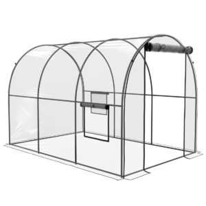 Outsunny 3x2x2m Polytunnel Greenhouse with Door, Windows & Steel Frame 12 Stakes