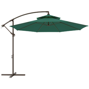 2.7m Green Cantilever Banana Parasol Crank Handle Double Tier Umbrella