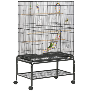 Bird Cage, with Stand, Wheels, Toys, for Budgies, Finches, Parakeets