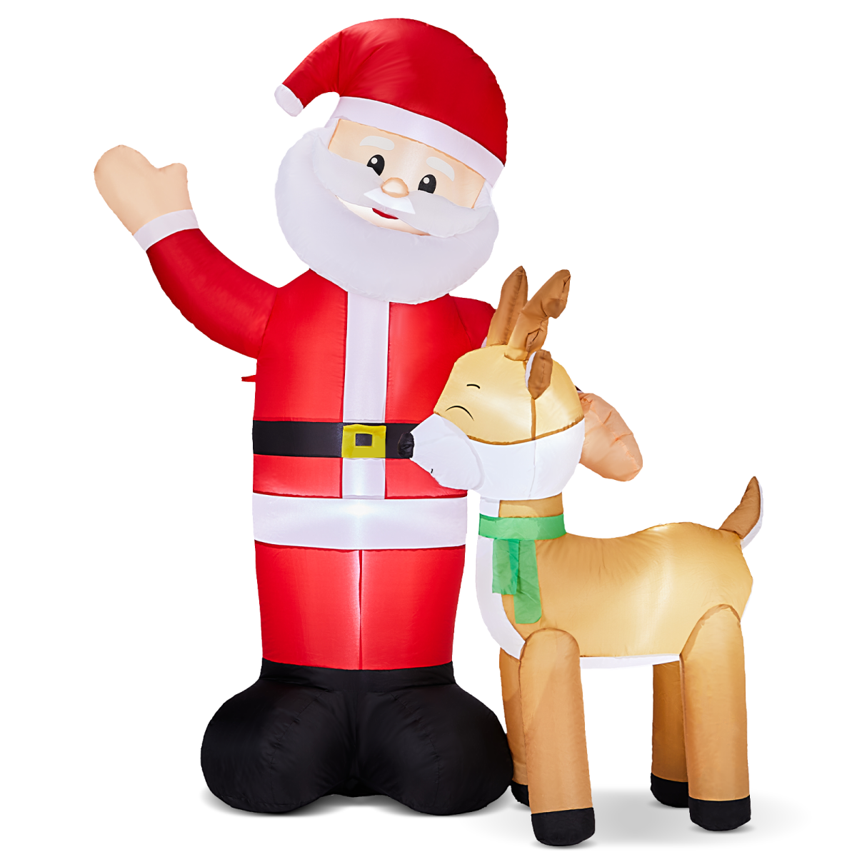1.9M Lighted Christmas Inflatable Decoration, Inflatable Santa and Reindeer, Funny Blow Up Yard Decorations with Built-in LED Lights for Holiday Party Front Yard Lawn Garden Decor - Image 2