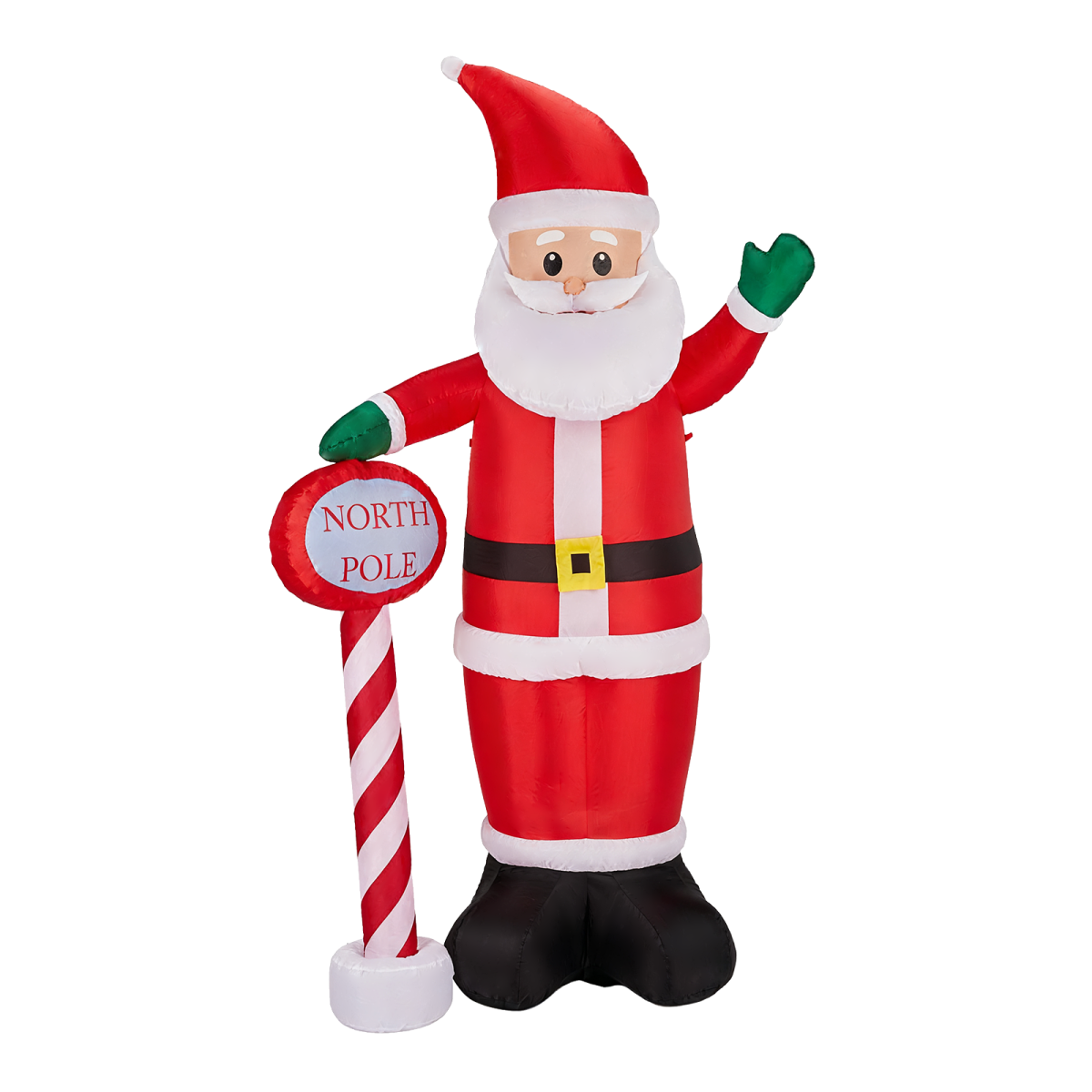 2.45M Lighted Christmas Inflatable Decoration, Inflatable Santa with North Pole Road Sign, Funny Blow Up Yard Decorations with Built-in LED Lights for Holiday Party Front Yard Lawn Garden Decor - Image 2