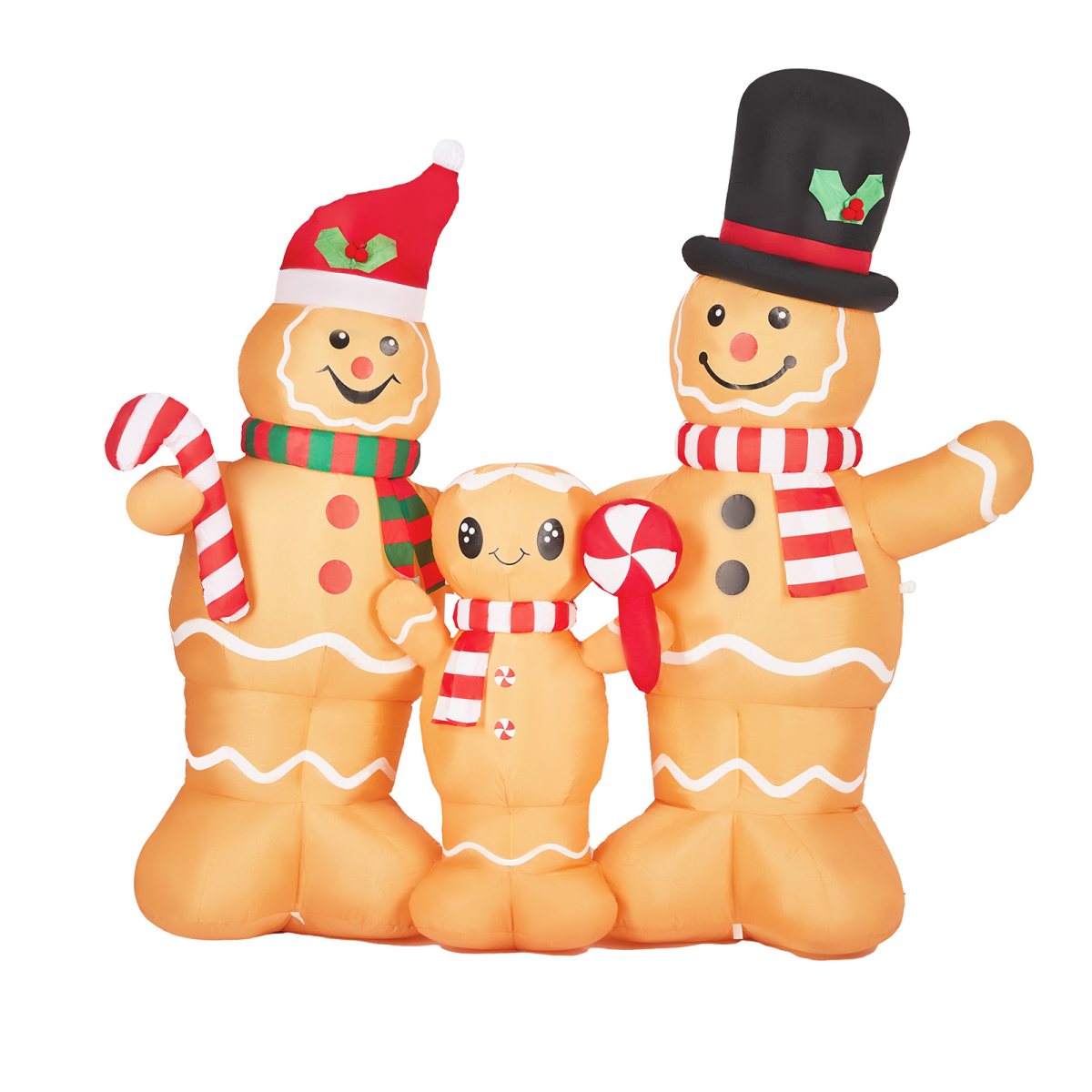 1.9M Lighted Christmas Inflatable Decoration, Inflatable Gingerbread Man Family, Funny Blow Up Yard Decorations with Built-in LED Lights for Holiday Party Front Yard Lawn Garden Decor - Image 2