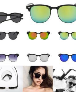 Mens Black Horn Rimmed Half Frame Polarised Driving Fishing Sunglasses UV400