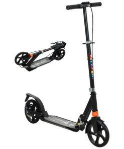 AIYAPLAY Kids Scooter, Foldable Kick Scooter w/ Adjustable Handlebar, Black