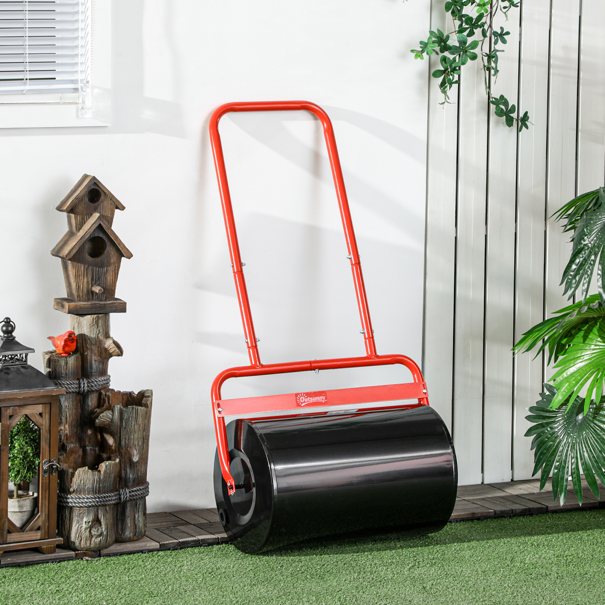 Outsunny 38L Push/Tow Lawn Roller Filled with Sand or Water, Garden Tool - Image 2