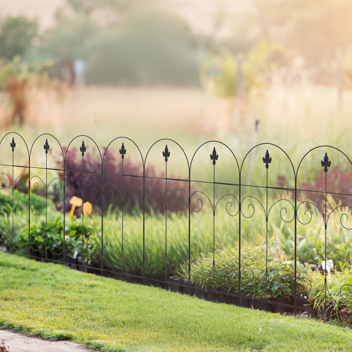 8-Pack Garden Fencing Panels, 44in x 12.5ft Flower Bed Border Edging Barrier - Image 2