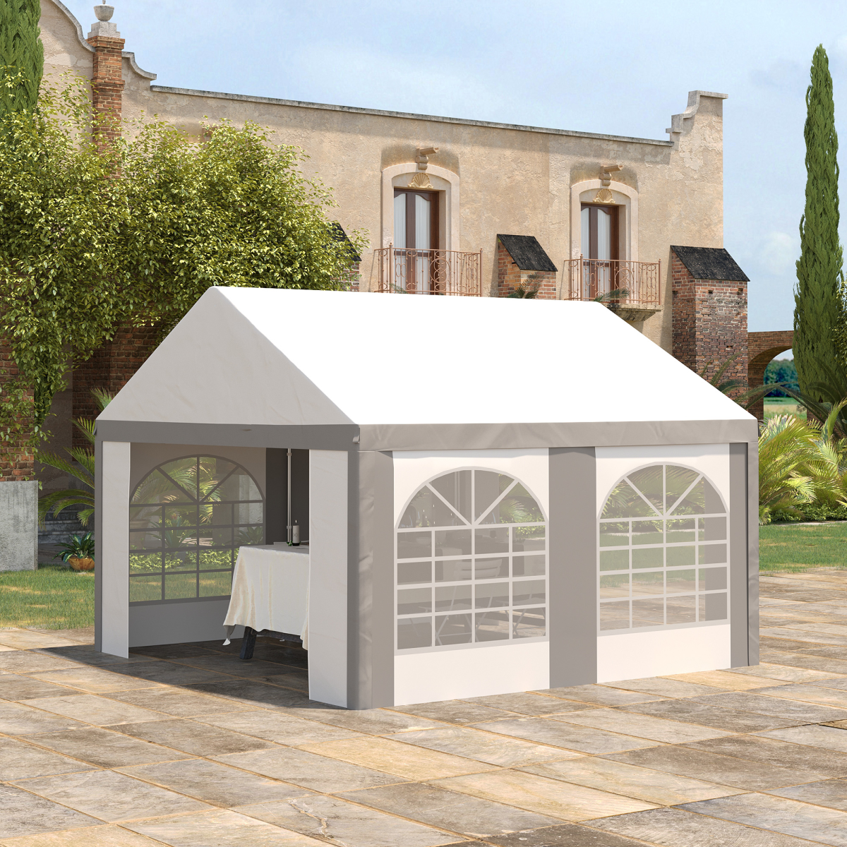 4x4m Party Tent Marquee Gazebo with Sides, 4 Windows & Double Doors - Image 2
