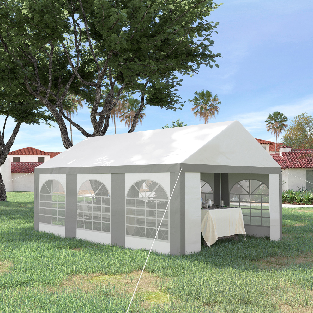 6x4m Party Tent Marquee Gazebo with Sides, 6 Windows & Double Doors - Image 2