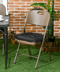 40x40cm Black Garden Seat Cushion with Ties, Replacement Dining Chair Pad
