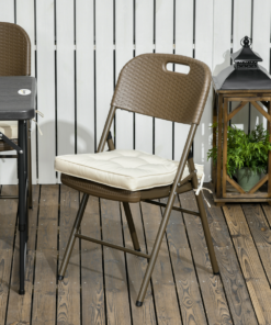 40x40cm Garden Seat Cushion with Ties, Replacement Dining Chair Pad, Cream