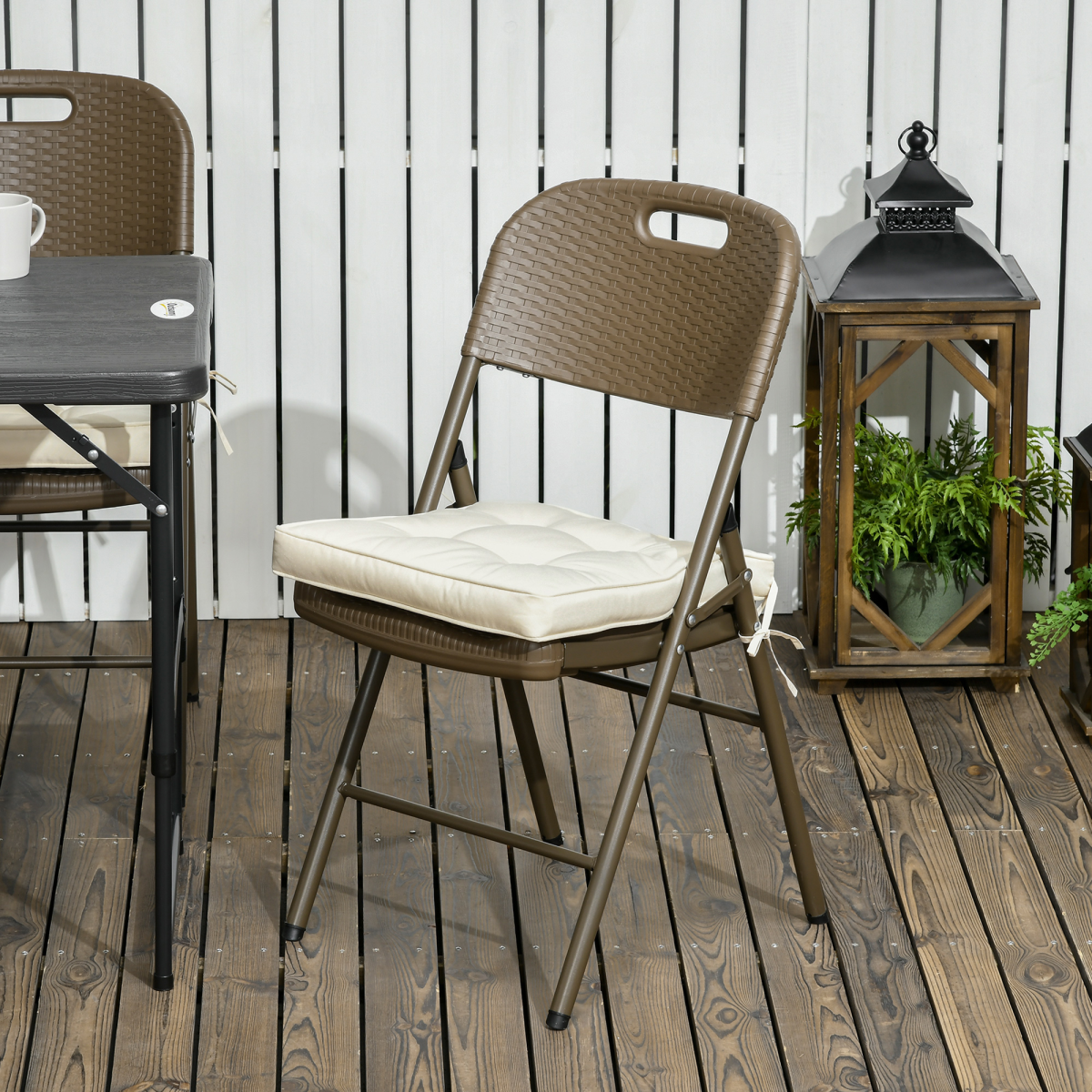 40x40cm Garden Seat Cushion with Ties, Replacement Dining Chair Pad, Cream