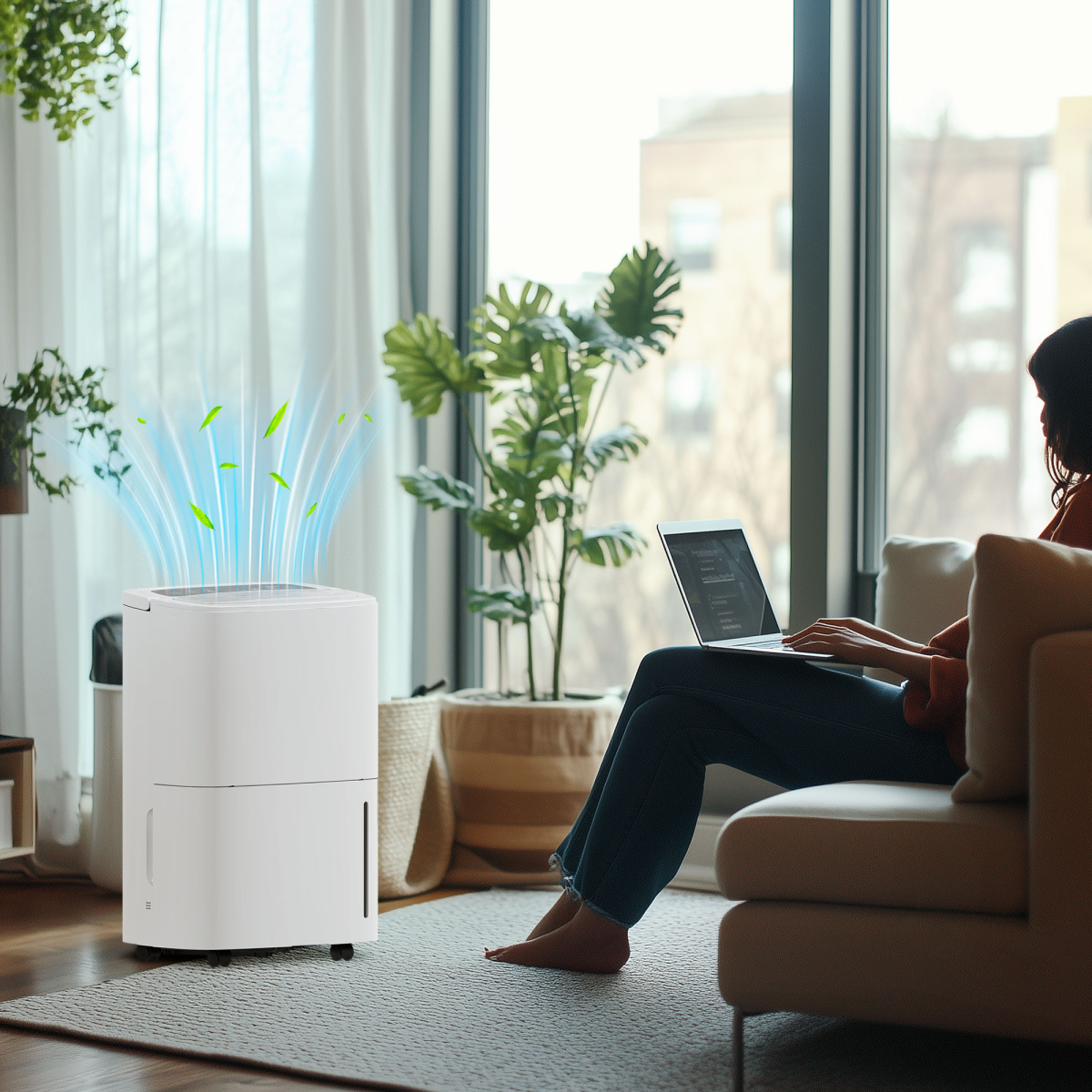 HOMCOM 20L/Day Dehumidifier with Continuous Drainage, 5L Water Tank, Timer - Image 2
