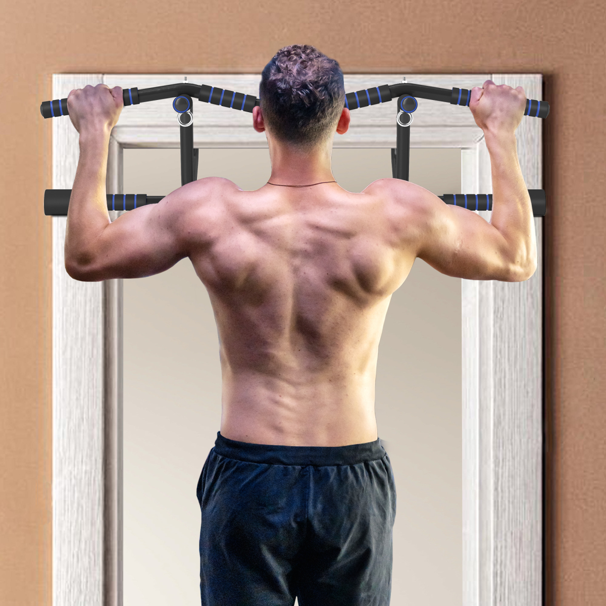 SPORTNOW Multi-Grip Pull Up Bar, Chin Up Bar Doorway with Non-Slip Grips - Image 2