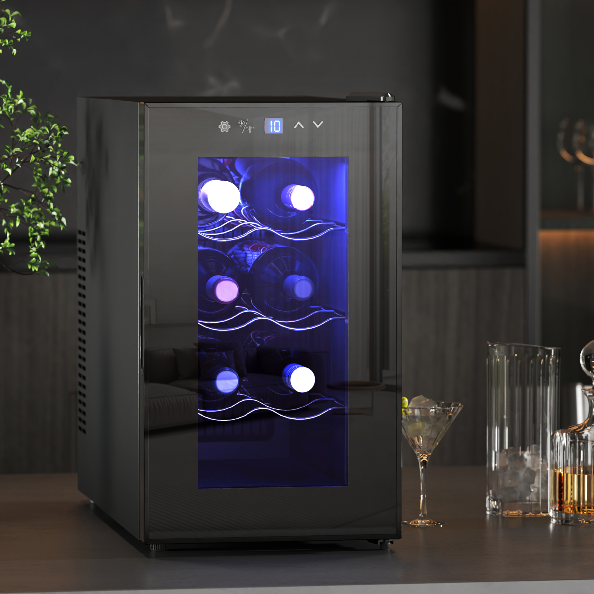 HOMCOM 8-Bottle Freestanding Wine Cooler, 21L, UV Glass Door, 8–18°C - Image 2