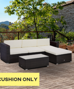 7 Piece Outdoor Cushion Pad Set for Rattan Furniture - Cream