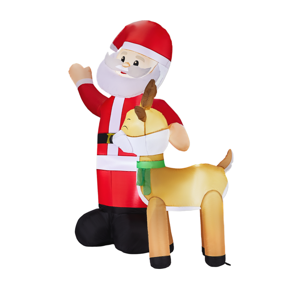 1.9M Lighted Christmas Inflatable Decoration, Inflatable Santa and Reindeer, Funny Blow Up Yard Decorations with Built-in LED Lights for Holiday Party Front Yard Lawn Garden Decor - Image 3