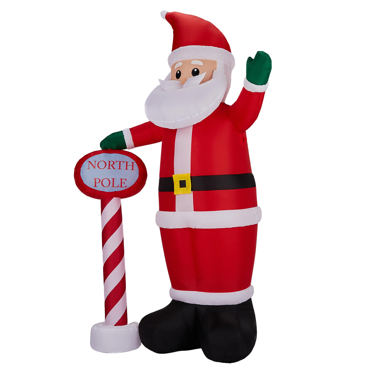 2.45M Lighted Christmas Inflatable Decoration, Inflatable Santa with North Pole Road Sign, Funny Blow Up Yard Decorations with Built-in LED Lights for Holiday Party Front Yard Lawn Garden Decor - Image 3